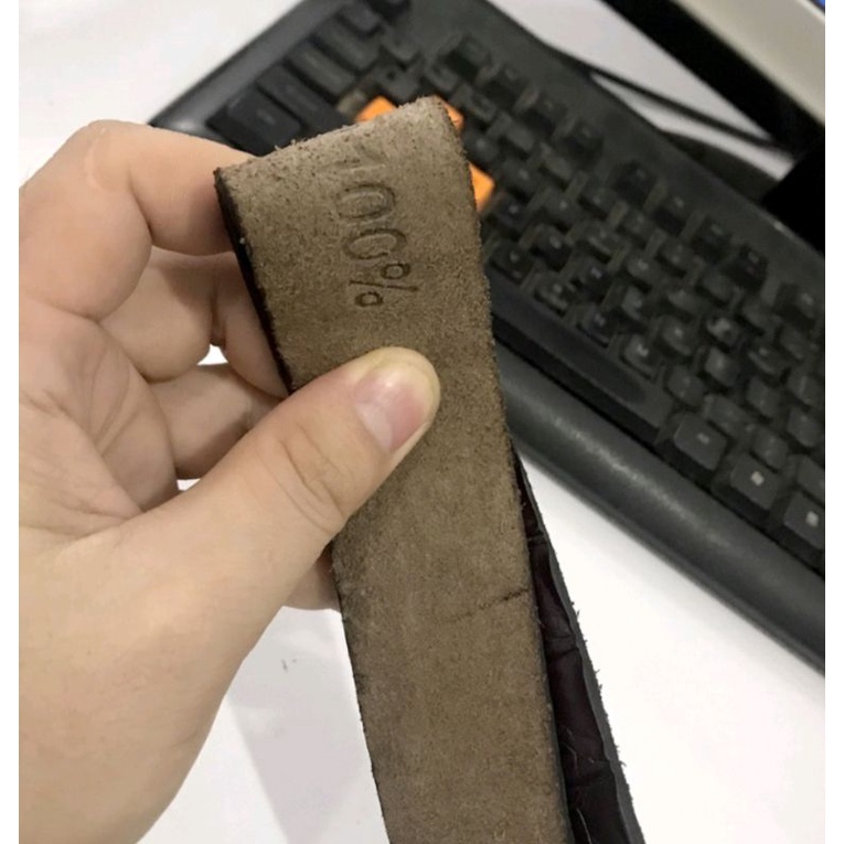 Da Bò trơn + dập vân cá sấu 1 lớp khoá kim