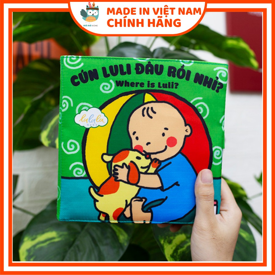 Sách vải Song ngữ Chính hãng - An toàn cho bé. Where is Luli? Kích thước 18x18cm, 12 trang