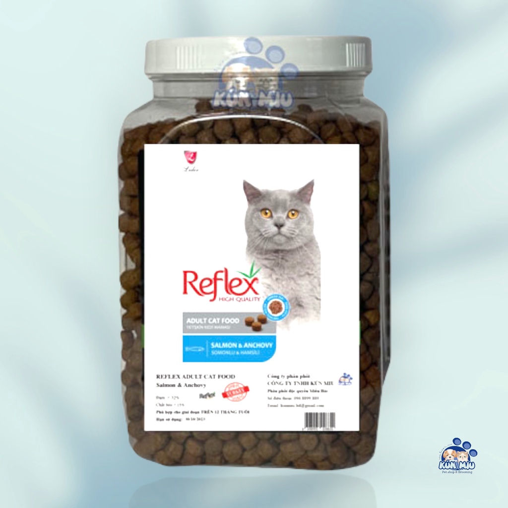 Thức ăn đóng hộp cao cấp Reflex dành cho mèo lớn Salmon &amp; Anchovy (Cá hồi+Cá cơm)-0.5kg