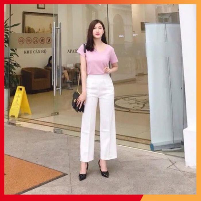 Quần vải ống rộng nữ ⚡️TÔN DÁNG ⚡️ Quần ống suông công sở chất vải tuyết mưa, thiết kế cạp cao | BigBuy360 - bigbuy360.vn