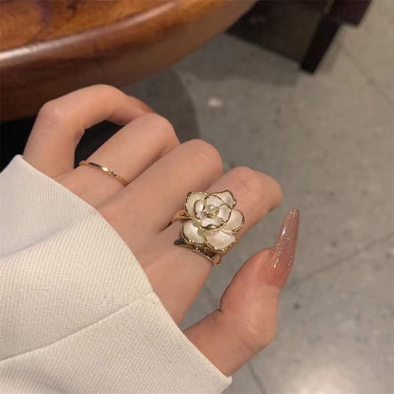 ✨✨Nhẫn Hoa Trà Trắng Cao Cấp Thanh Lịch Cổ Điển