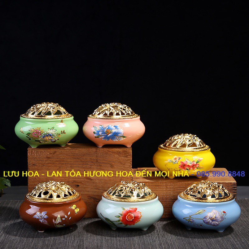 Lư xông trầm cao cấp, Lư đốt trầm men rạn ngọc loại 1 - Mẫu đẹp, không tì vết, dùng là mê 1