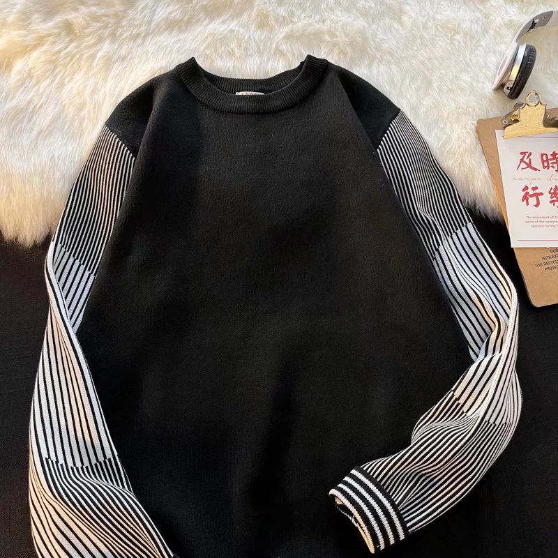 Áo sweater dệt kim tay dài cổ tròn màu sắc đơn giản cho nam áo thun nam form rộng dài tay bông simple fashion áo phông rộng nam unisex áo kiểu bigsize