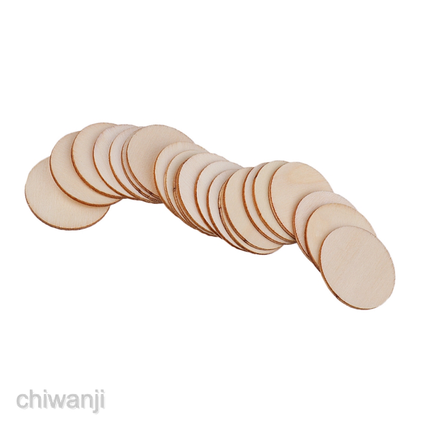 [CHIWANJI] Lot of 100pcs Wood Cutout Round Wooden Pieces DIY Craft Scrapbooking Party