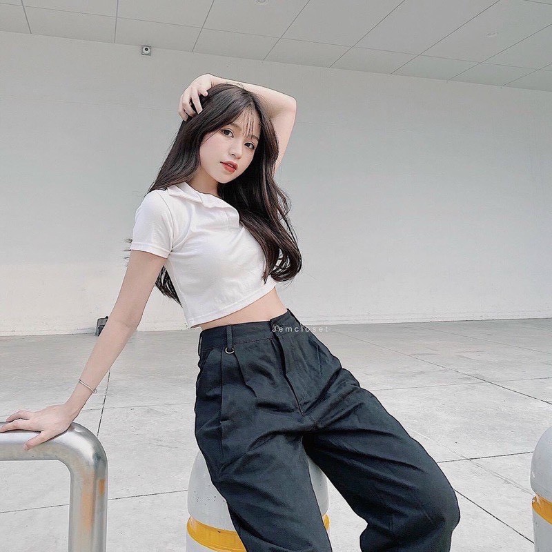 Áo Croptop Polo Basic CT14 chất thun dày dặn mềm mại kiểu dáng Ulzzang