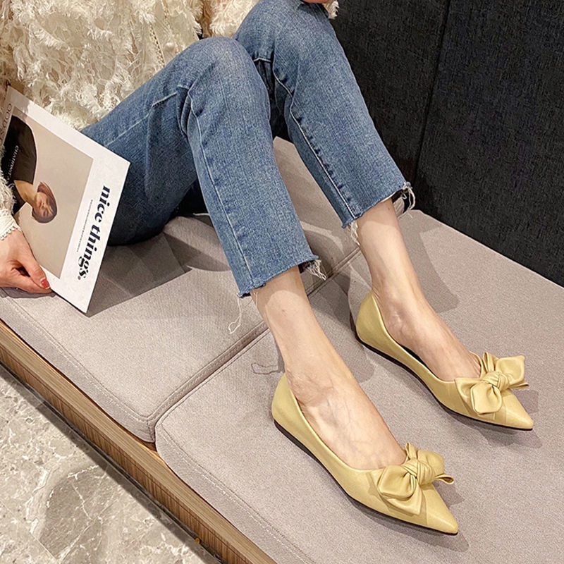 Giày Búp Bê Nữ Đính Nơ Thời Trang Hàn Quốc Xinh Xắn