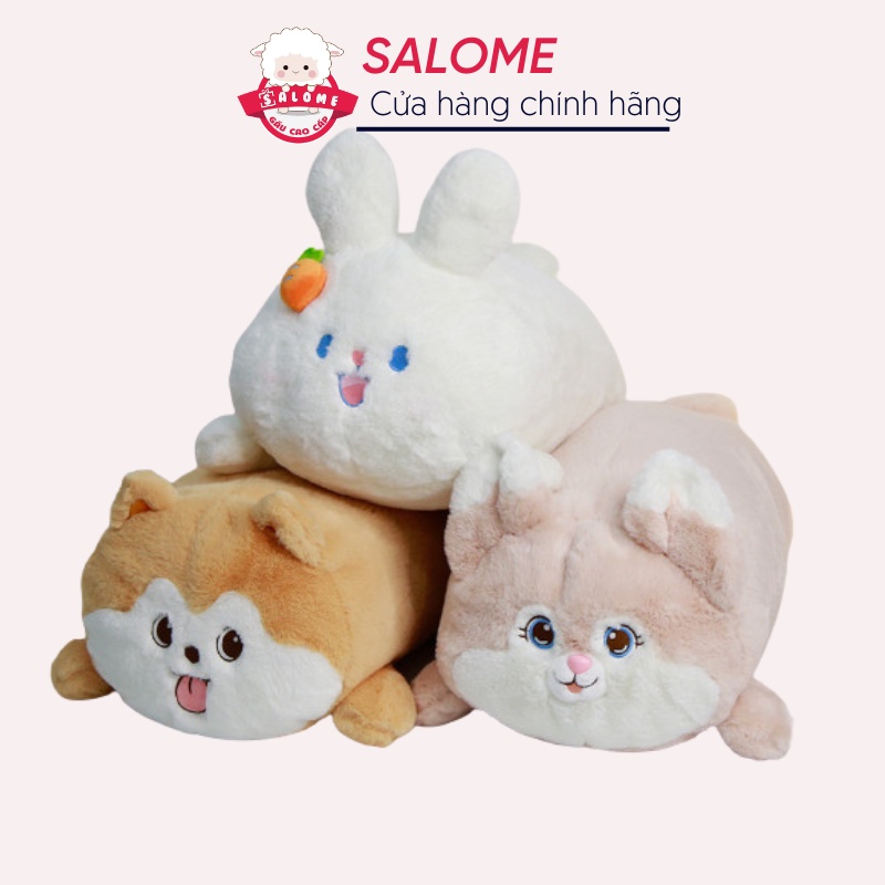 Gấu Bông Thỏ Trắng Đeo Nơ Cà Rốt Lông Mịn SALOME - Gối ôm Cao Cấp