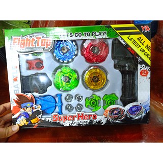 (ảnh thật) Bộ 4 Con quay BeyBlade +  Tay cầm - Con quay vòng xoay thần tốc giá rẻ sập sàn