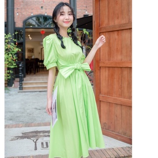 Váy dáng dài thắt eo cổ tròn Nữ FM Style basic nữ tính, thanh lịch 220215412