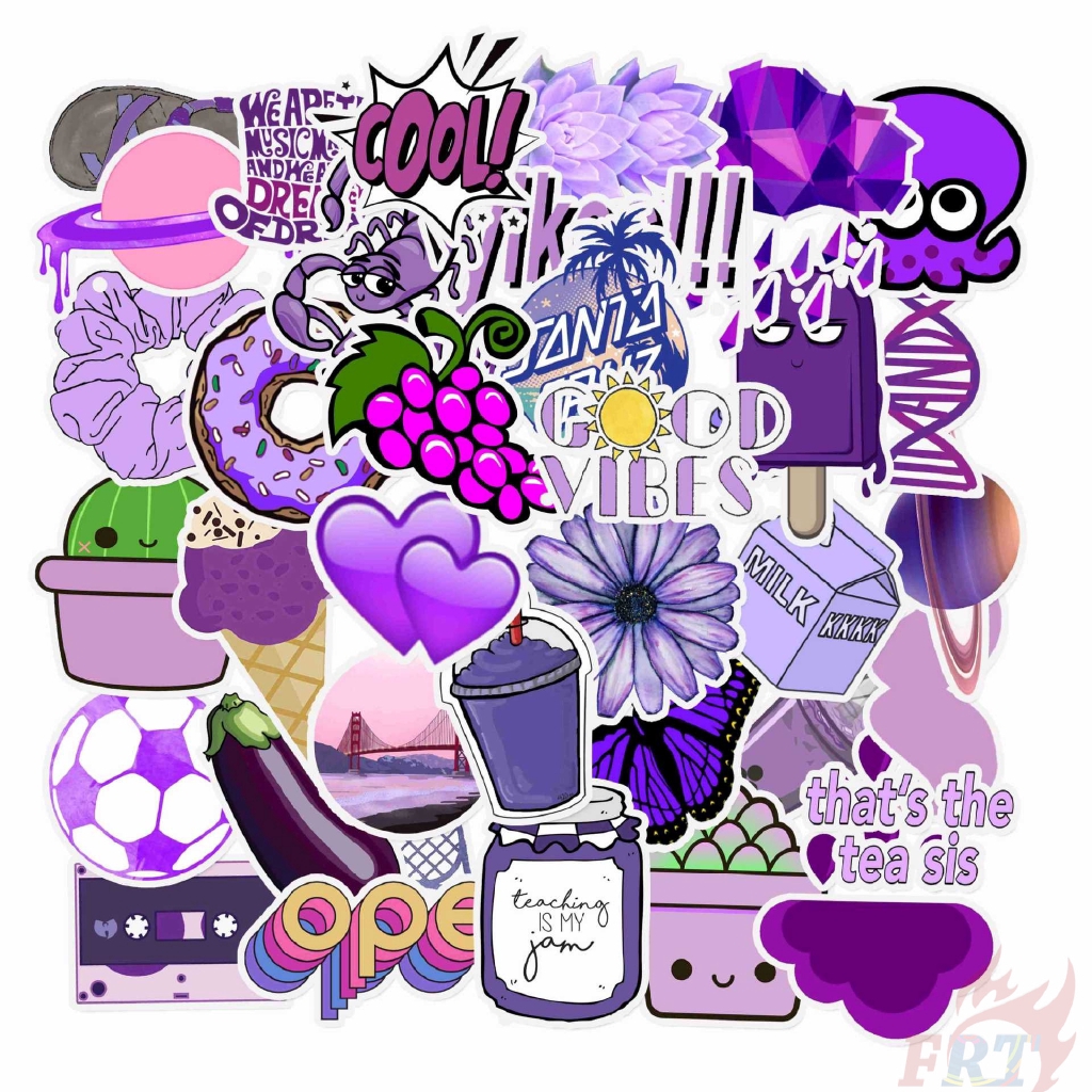 ❉ Ins Purple Romantic Series 01 Stickers ❉ 50Pcs/Set DIY Fashion Mixed Luggage Laptop Skateboard Doodle Decals Stickers