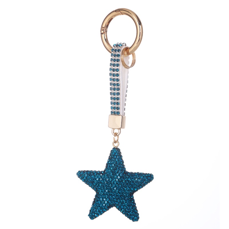 Hàn quốc keychain double-sided diamond-studded five-pointed star keychain bag mặt dây chuyền