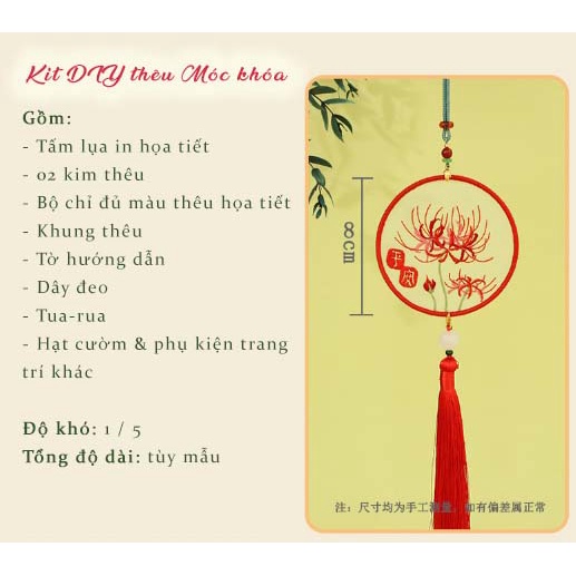 Kit DIY bộ tự thêu móc khóa trang trí Nhiều mẫu kiểu cổ trang