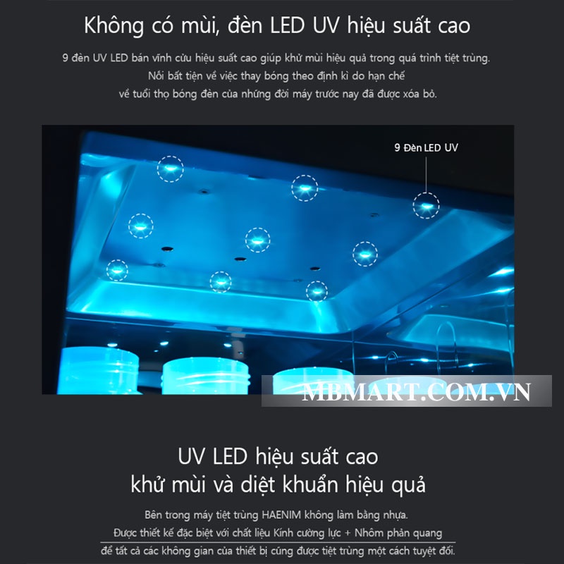 (Hàng cao cấp) Máy tiệt trùng sấy khô bằng tia UV Haenim Premium thế hệ 4 Plus UV LED - Hàng chính hãng bảo hành 3 năm