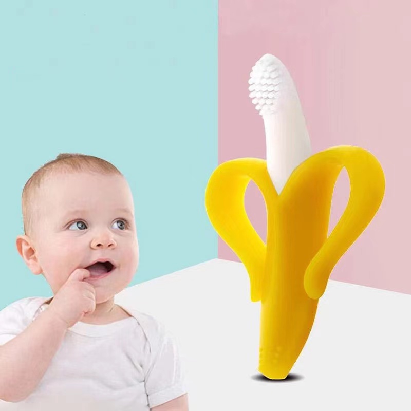 Bàn Chải Đánh Răng Bằng Silicone Không BPA Hình Quả Chuối An Toàn Cho Bé
