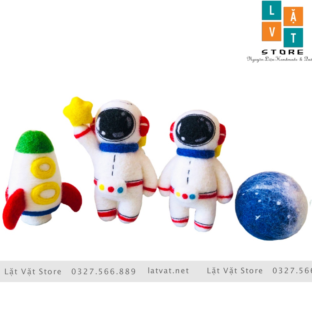 Bộ Len chọc Phi Hành Gia có hương dẫn, đồ chơi cho trẻ em,móc khoá handmade, Needle felting Pilot, quà tặng ý nghĩa.