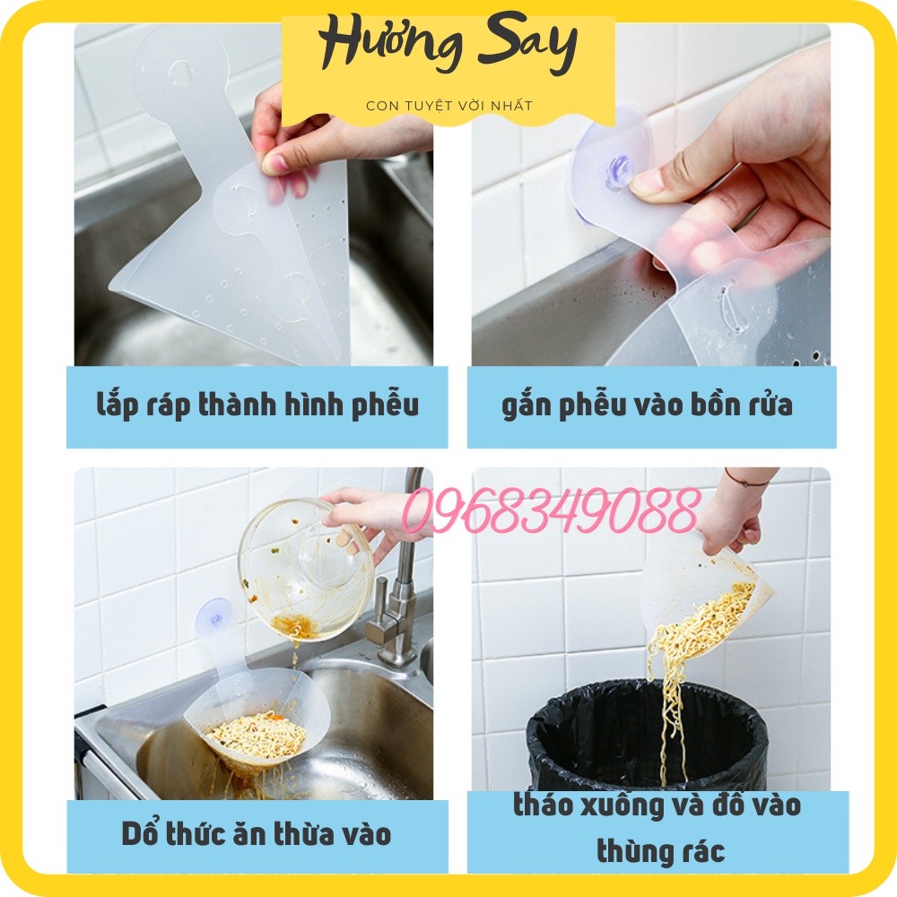 Phễu hứng cặn thức ăn , Lọc rác bồn rửa chén dạng phễu làm bằng nhựa cứng, dày có thể rửa và sử dụng nhiều lần