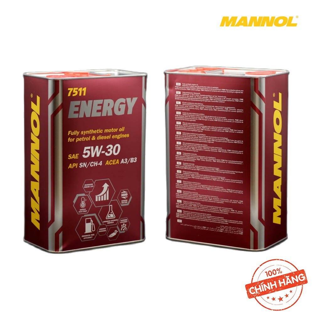 [PRO] Nhớt MANNOL 7511 Energy 5W-30 SN/CH-4 | 4L Tổng Hợp Toàn Phần Chứa Ester- NHẬP KHẨU TỪ ĐỨC