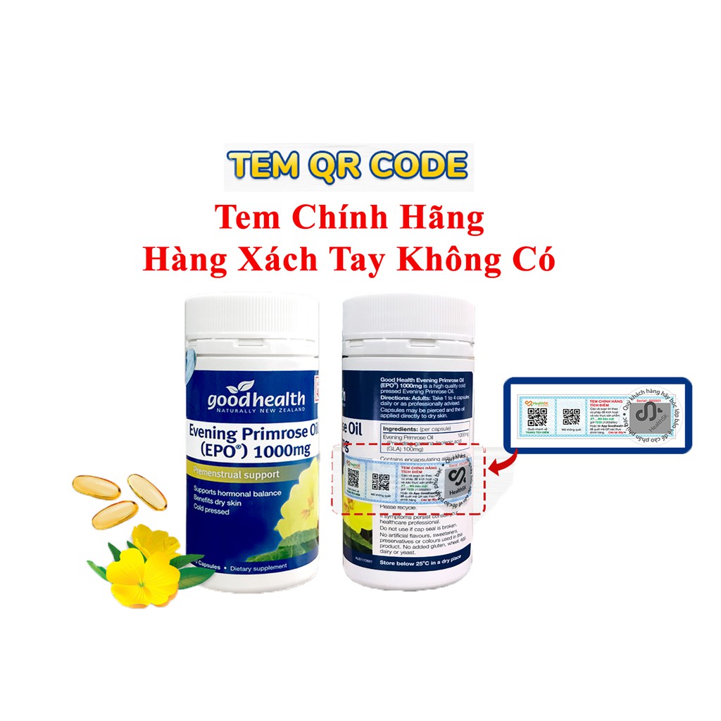[Tem Chính Hãng] Tinh Dầu Hoa Anh Thảo Goodhealth Evening Primrose Oil 1000mg Hộp 70 Viên | Thế Giới Skin Care