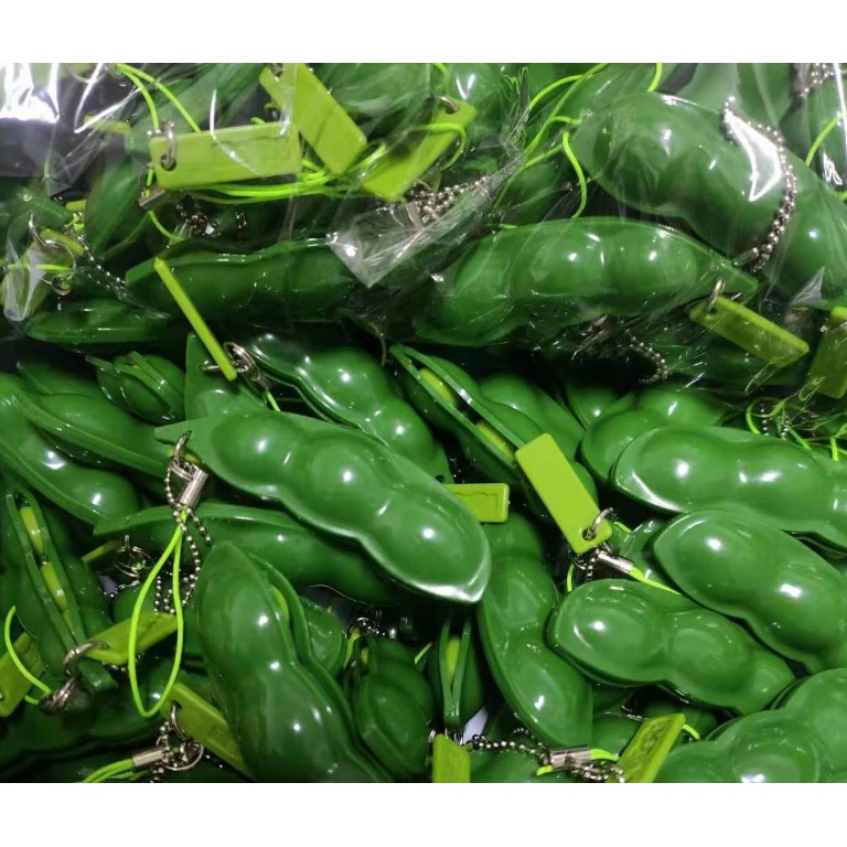Móc khóa hình đậu hà lan mềm dẻo tiện dụng để giải tỏa căng thẳng