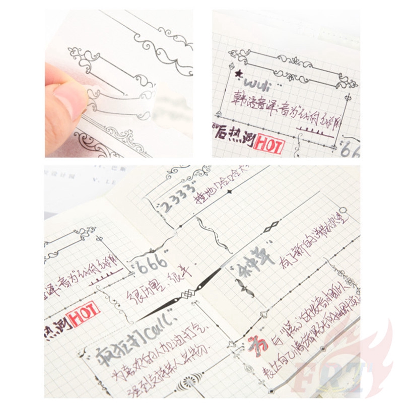 &gt; Ready Stock &lt; ❉ Decoration Line Giấy và decal dán tường ❉6Sheet/Set DIY Diary Scrapbooking Decals Stickers