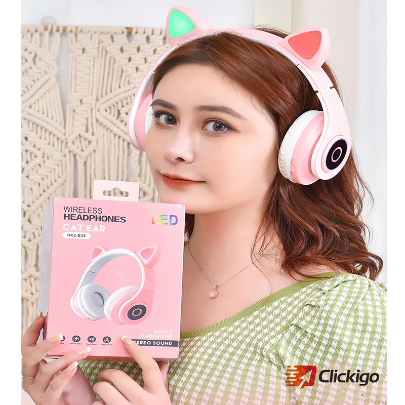 Tai Nghe Mèo Bluetooth, Headphone Tai Mèo Đèn LED Dễ Thương Có Mic, Âm Bass Mạnh Mẽ Và Dung Lượng Pin Khủng A_Tstores