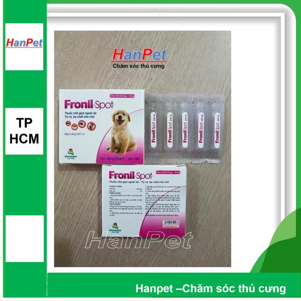 Hanpet.GV- (1 ống) nhỏ gáy trị ve rận (3 loại thần tốc, FRONIL - OT và HK) dạng nhỏ rận dùng cho mọi loại chó