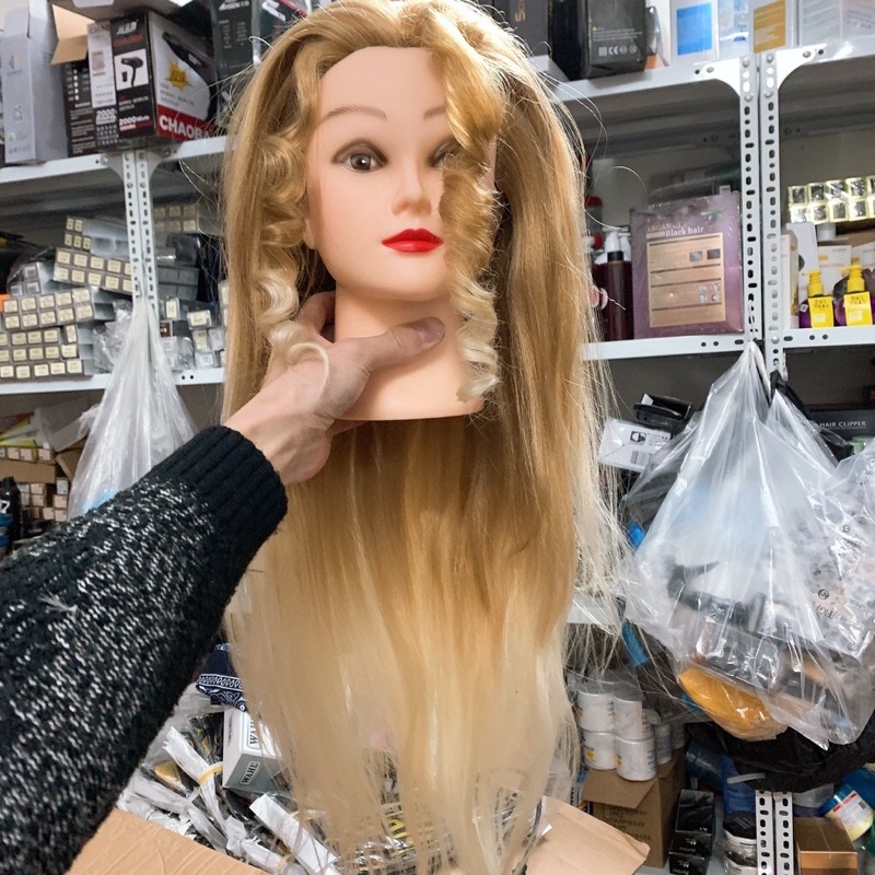 COMBO Đầu Manocanh Chịu Nhiệt Học Làm Tóc Bới Tóc Cô Dâu + eto kệ giã đỡ đầu manocanh để bàn