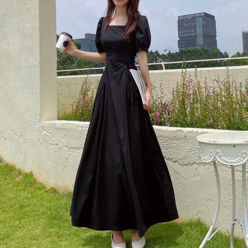 Đầm Chữ A Dáng Rộng Tay Phồng Dài Vừa Phải Phong Cách Nhẹ Nhàng Dành Cho Bạn Nữ Sinh