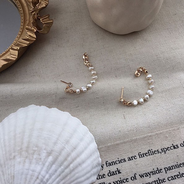 Bông tai mạ bạc sterling 925 đính ngọc trai nhân tạo thời trang cho nữ