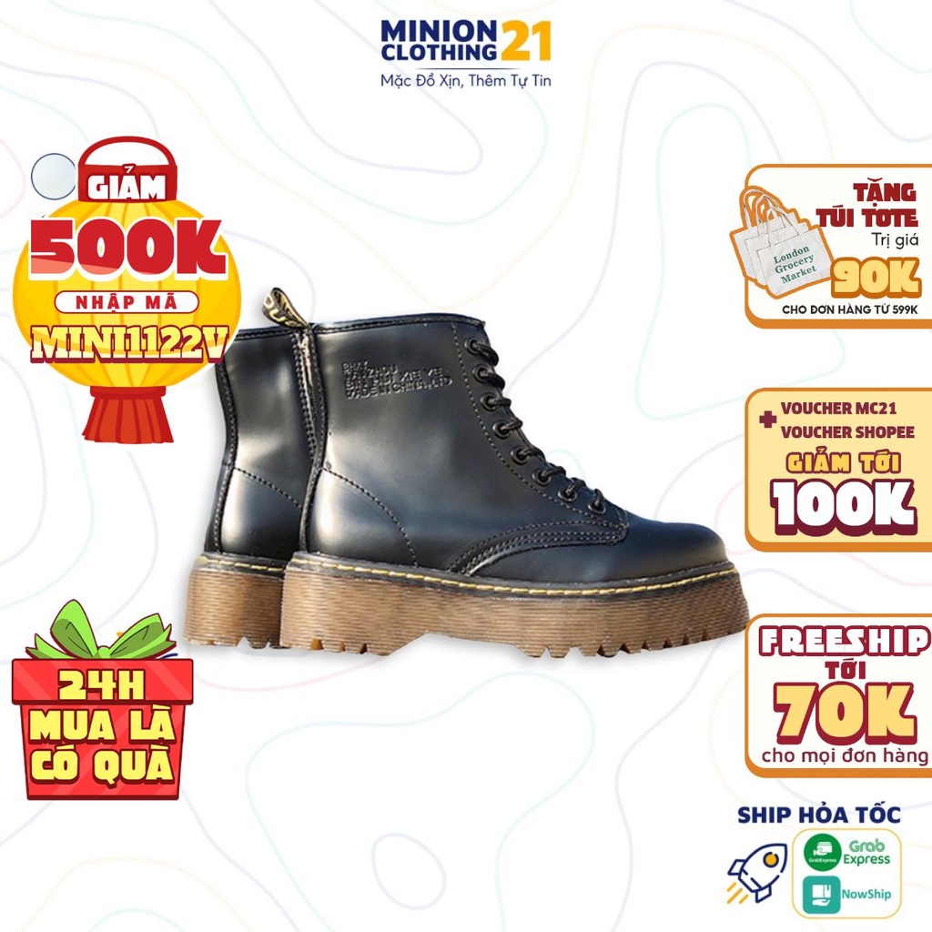 Giày boots da cổ cao MINION CLOTHING đế 5cm phong cách Ulzzang Streetwear Hàn Quốc G2602 | WebRaoVat - webraovat.net.vn