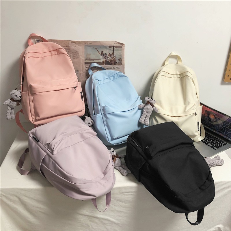Ba Lô nylon Màu Trơn Sức Chứa Lớn Phong Cách Hàn Quốc 2023