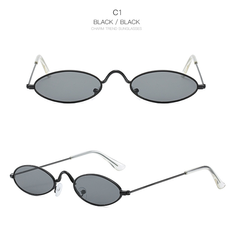 Kính Mát Gọng Kim Loại Hình Oval Thời Trang Cho Nữ