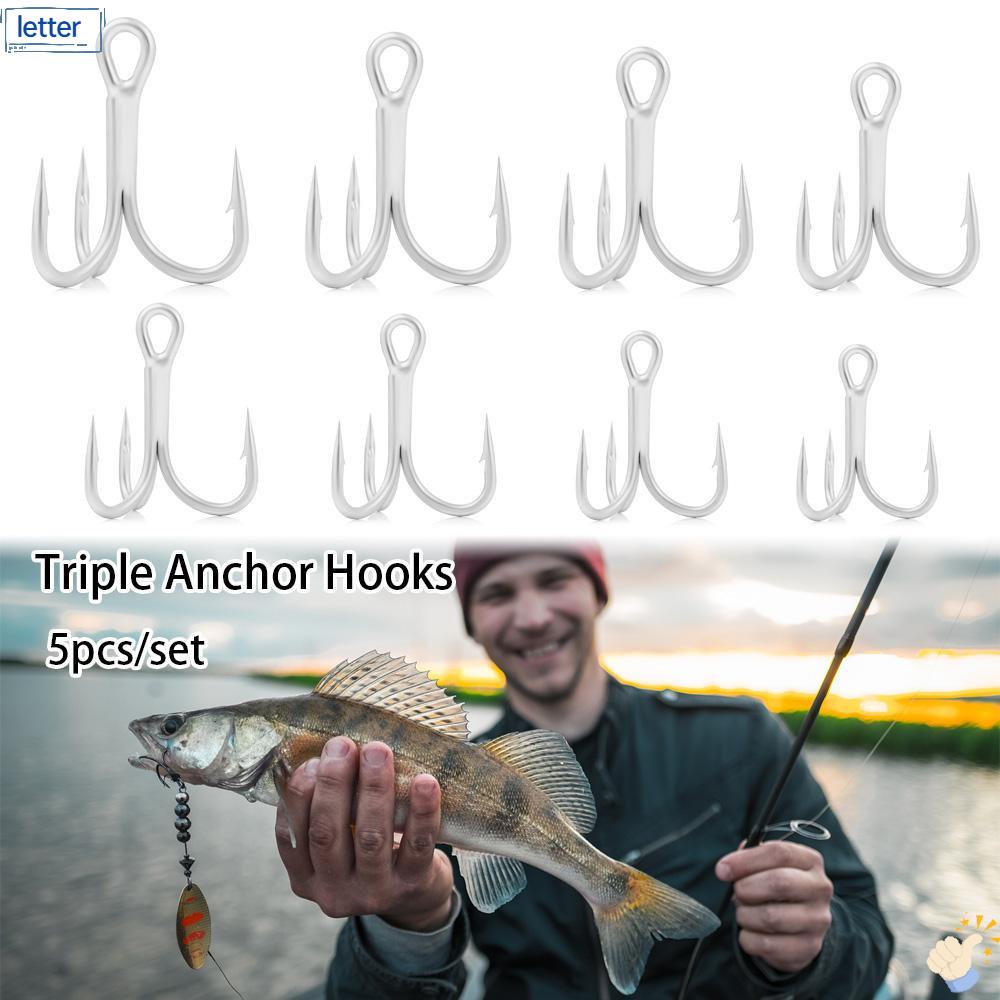 Bộ 5 Móc Câu Cá Ba Lưỡi Siêu Sắc Chống Rỉ Sét Chất Lượng Cao