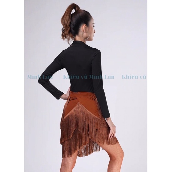 CHÂN VÁY KHIÊU VŨ 3 lớp tua rua vạt chéo