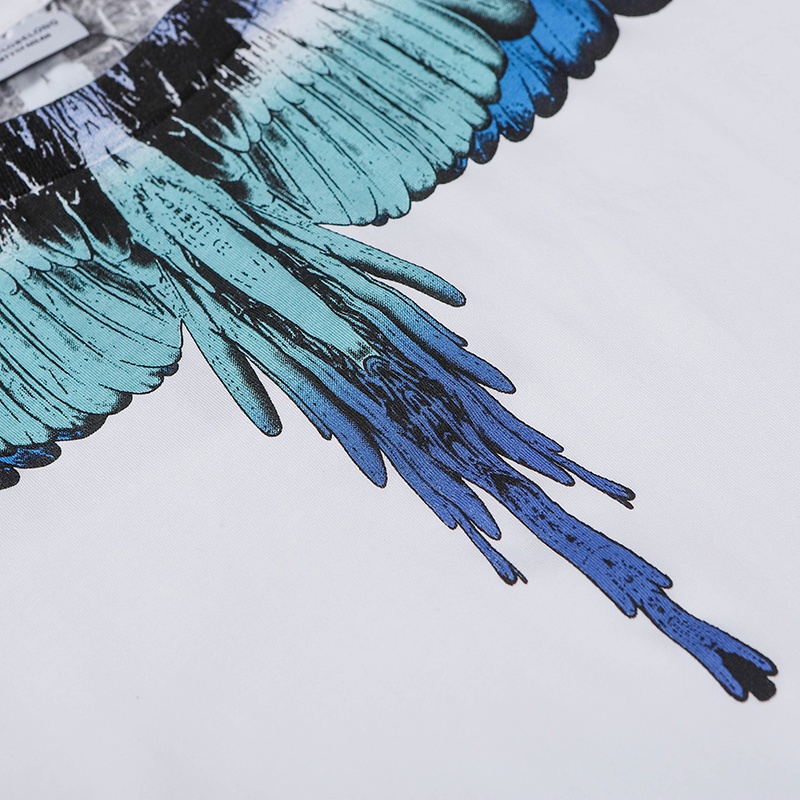 Áo Thun Cotton Ngắn Tay In Hình Đôi Cánh Phong Cách Cổ Điển Thời Trang Unisex