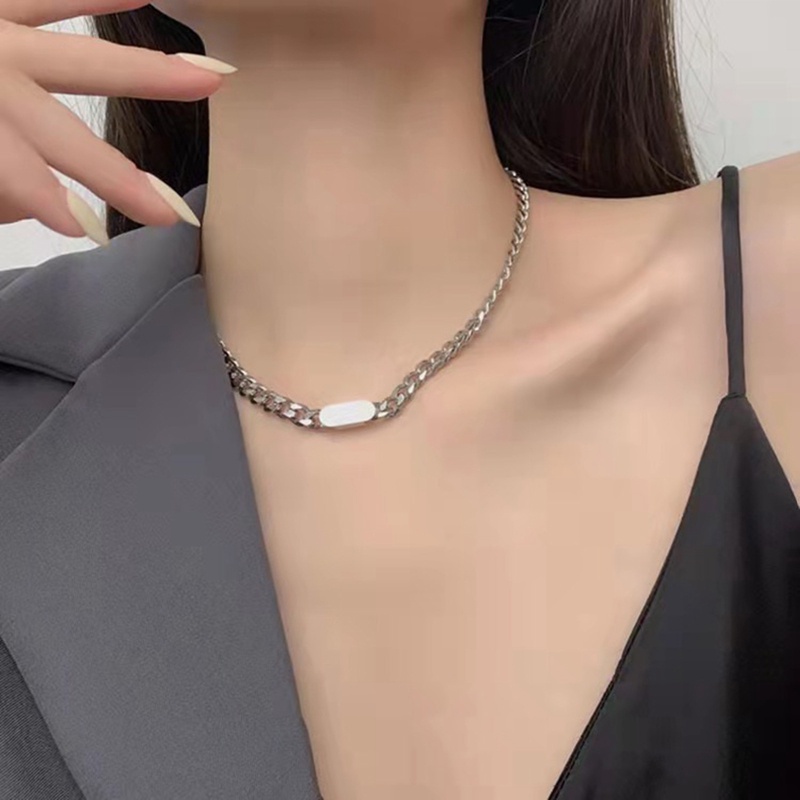 Vòng cổ Mặt Vuông Đơn Giản Sáng Bóng Phong Cách Hip Hop