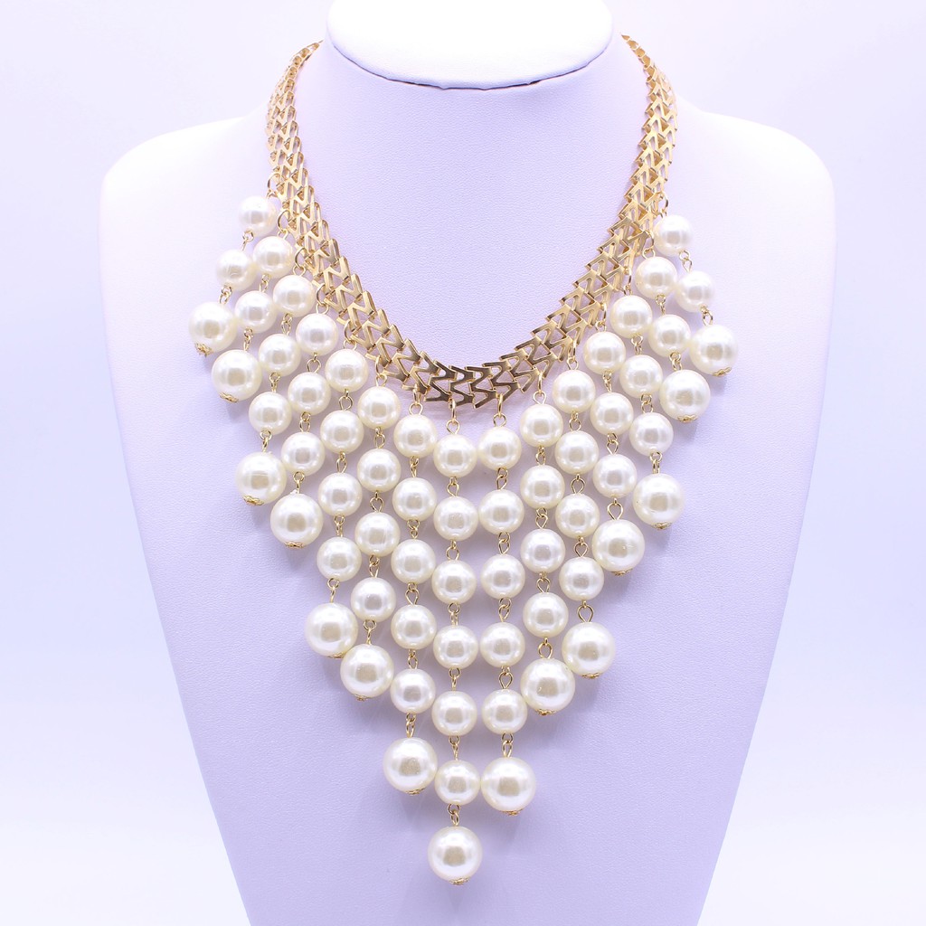 Vòng cổ dự tiệc tua rua thả hạt sang trọng