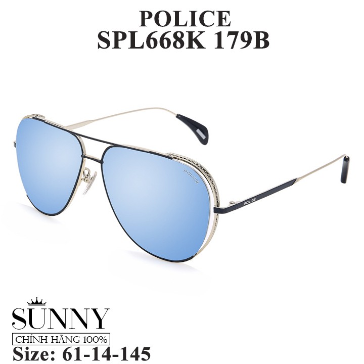Kính mát thời trang chính hãng nhiều màu Police SPL668, thiết kế dễ đeo bảo vệ mắt