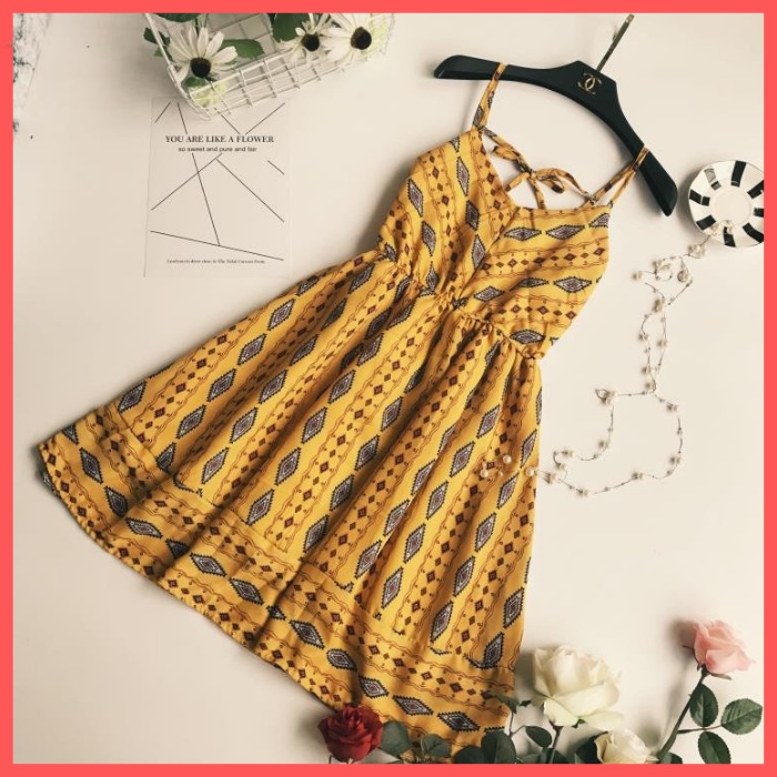Đầm Nữ, Váy Nữ Dáng Xoè Cột Dây Eo Lụa Mềm Mát