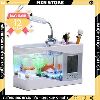 Bể cá mini có đồng hồ điện tử - Bảo Hành 12 tháng .