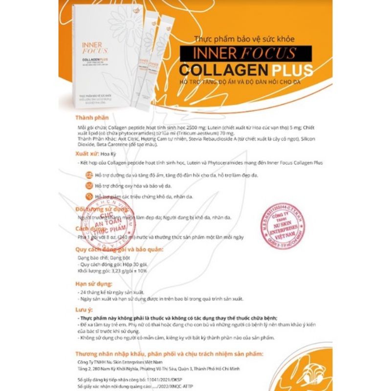 Sản phẩm bổ sung Collagen - Inner Focus Collage Plus Nuskin Date 1.2025