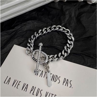Lắc Tay Cuban Nam OT Streetwear Hiphop Merin Accessories Màu Bạc Bản To Khóa Cài - Vòng Nam Thép Titan Không Gỉ- Vòng OT