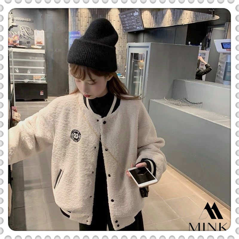 🌸 ÁO BOMBER LÔNG CAO CẤP MÙA ĐÔNG - CHẤT LIỆU LÔNG MỀM MỊN - MÀU TRẮNG PHỐI ĐEN - HÀNG SIÊU CẤP | BigBuy360 - bigbuy360.vn