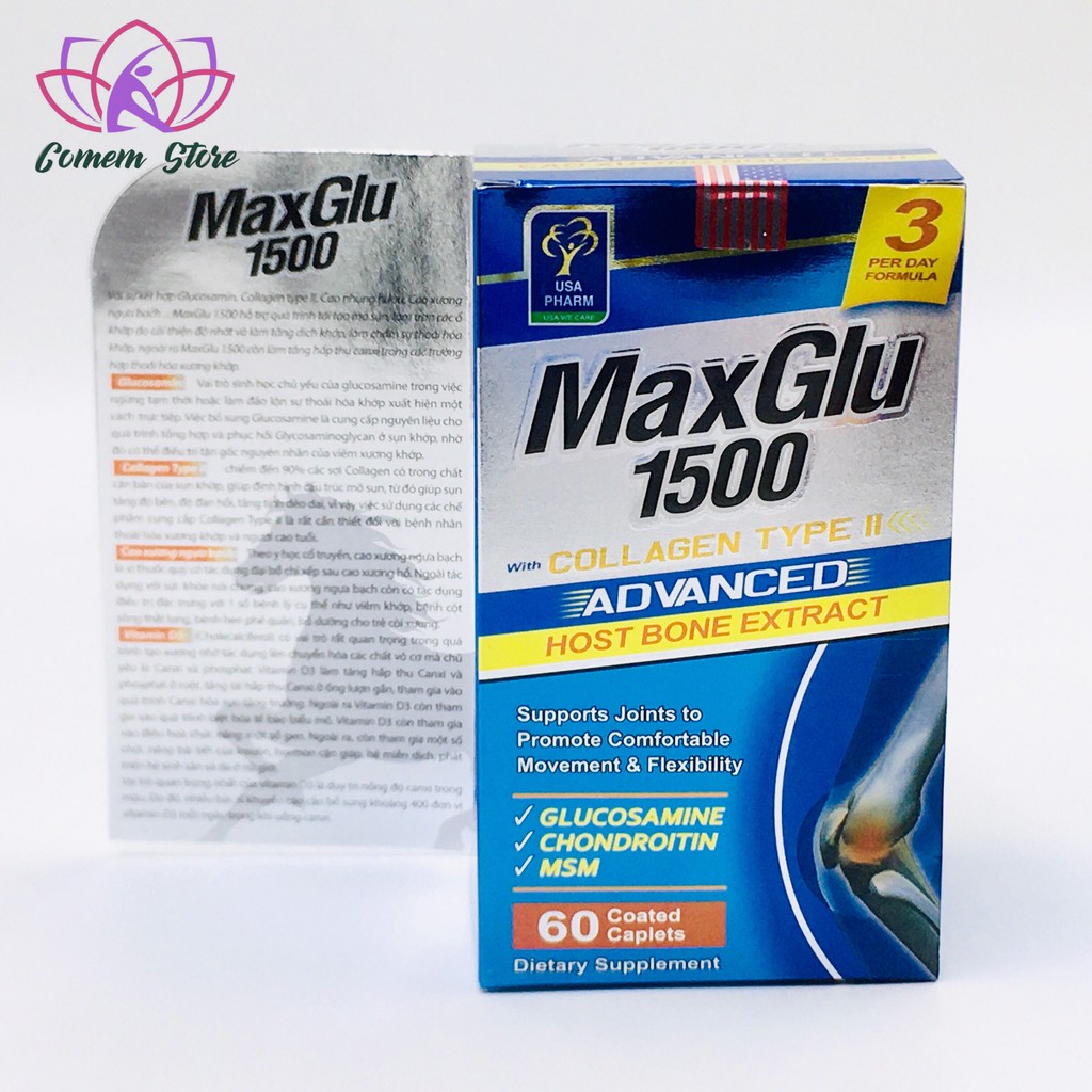Viên uống MAXGLU 1500 thoái hoá xương khớp, đau lưng, mỏi gối.