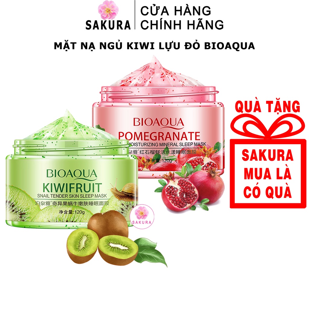 Hộp mặt nạ ngủ BIOAQUA Mask dưỡng ẩm mịn da chiết xuất hoa quả chống lão hoá nội địa trung SAKURA 120g