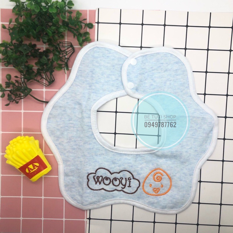 Set 3 chiếc yếm xô sợi tre 4 lớp 2 mặt Wooyi siêu thấm hút cho bé