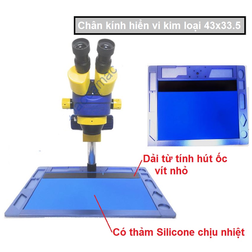 Chân kính hiển vi kim loại nhôm nguyên khối 430x335mm