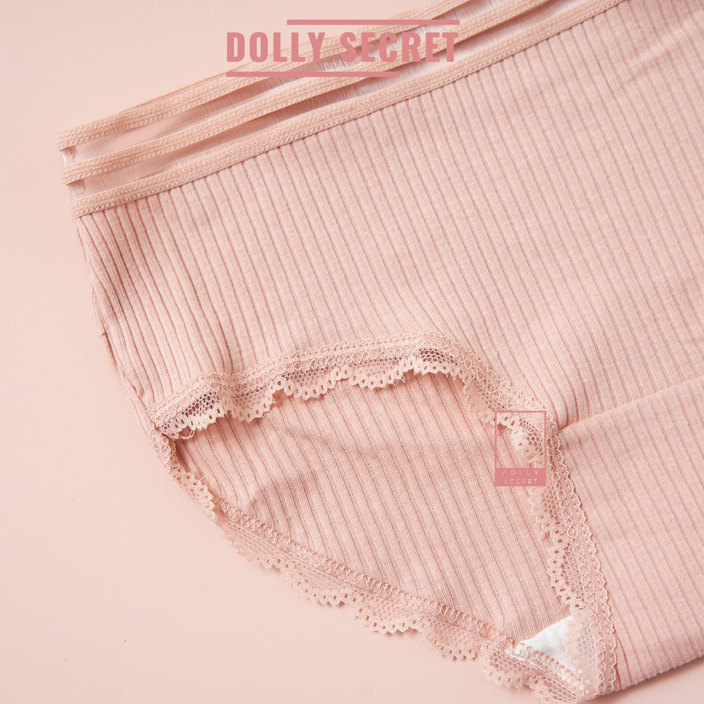 Quần lót cotton len tăm sợi tre cạp ren sọc kháng khuẩn thun lạnh dễ thương cho nữ LILY DOLLY SECRET QL016