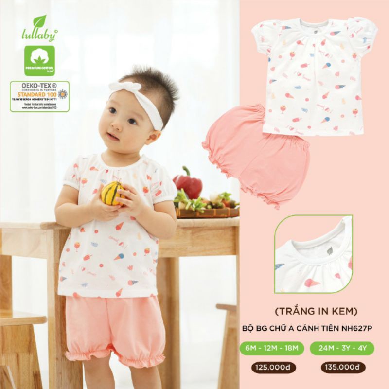 Bộ bé gái chữ A cánh tiên Lullaby NH627P