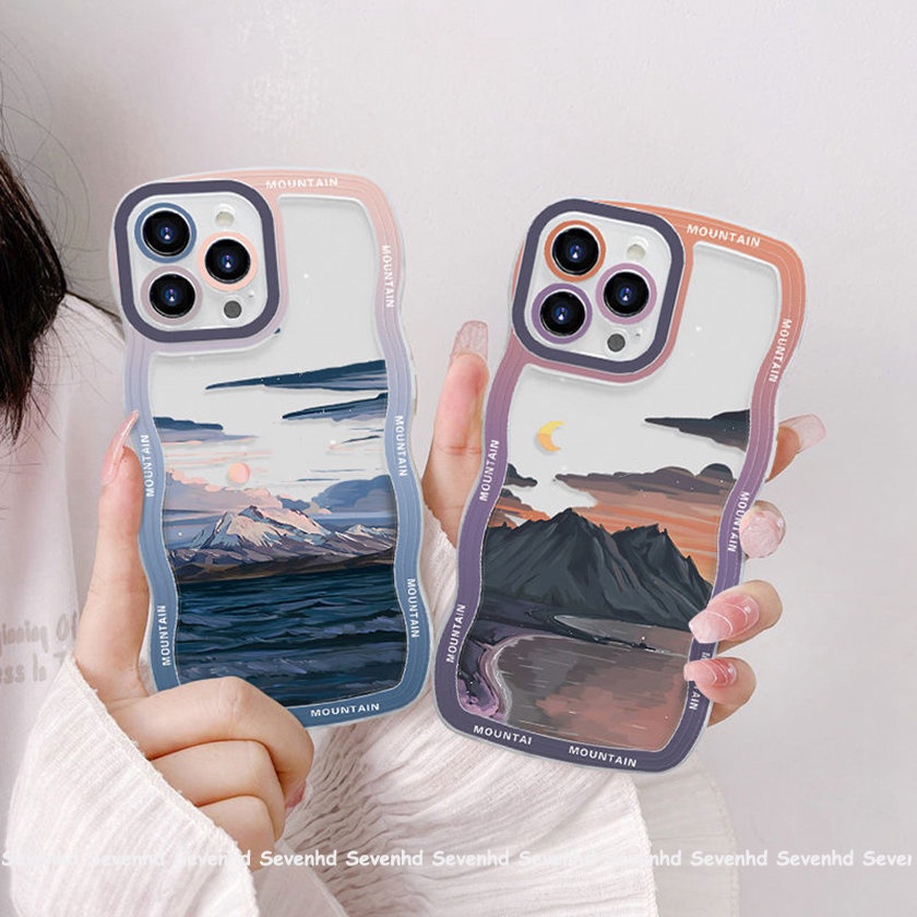Ốp Điện Thoại Mềm Họa Tiết Phong Cảnh Cho iPhone 14 13 12 11 Pro Max Xs Max Xr X 7 8